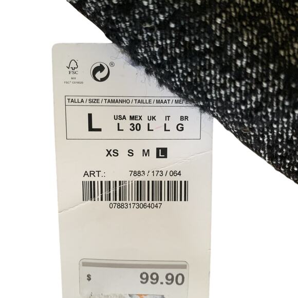 NWT ZARA GLEN 534 WOMEN'S BLACK & WHITE OPEN FRONT WOOL JACKET W/POCKETS LARGE - Picture 3 of 9